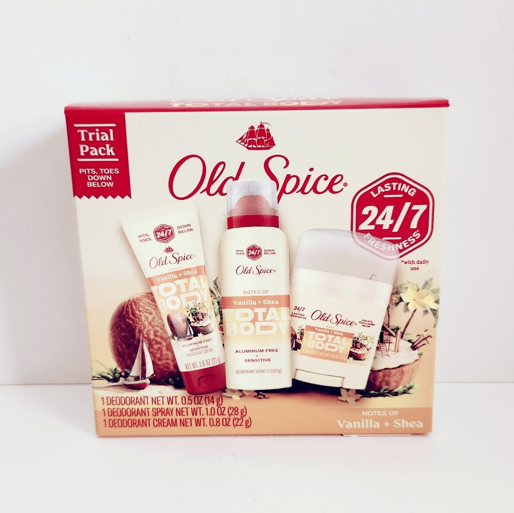 🐢2/$15 Old Spice Whole Body Deodorant for Men, Vanilla and Shea, Trial Pack